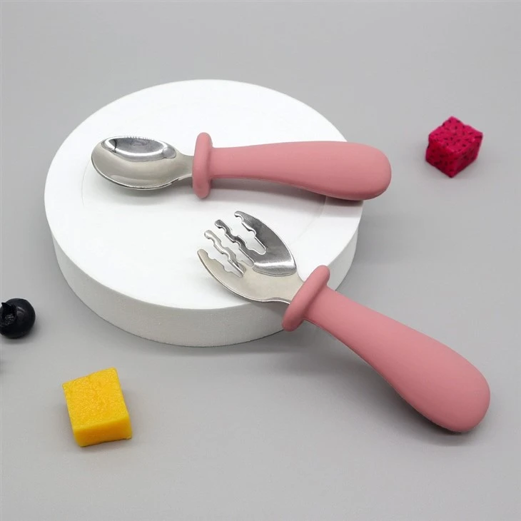 pink baby spoon set